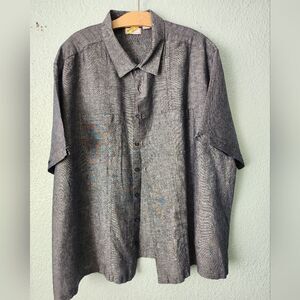 Cafe Luna Linen Blend Stylish Black Casual Button Down Shirt